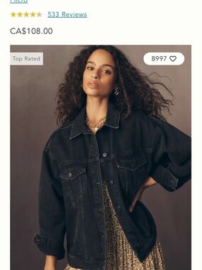 Anthropologie Black Oversized Jean Jacket